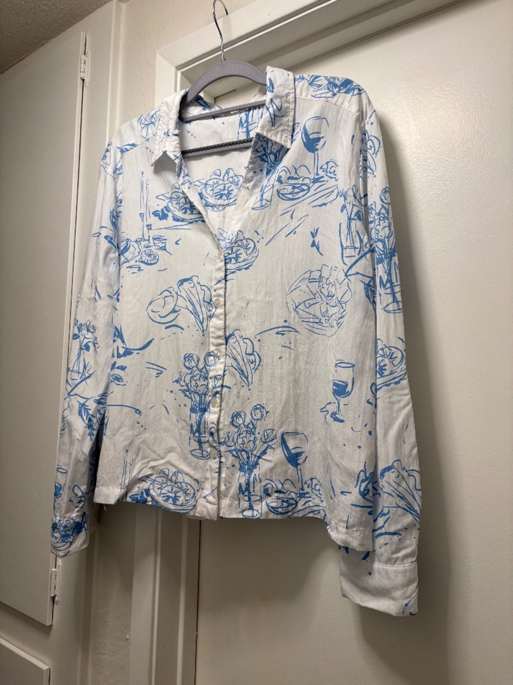 Jane & Delancey shirt with food & drink print - size XL